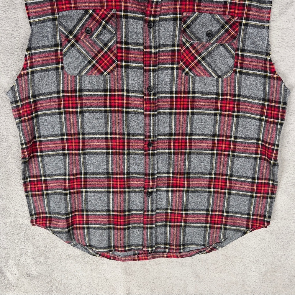 Fear Of God FOG Collection Two Sleeveless Flannel Button Up Shirt Men's Small - Picture 3 of 10